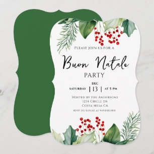 Invitación Navidades italianos Buon Natale Fiesta