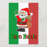 Invitación Navidades italianos de Buon Natale Santa Fiesta in<br><div class="desc">Invitación a fiesta de Navidades italianos Buon Natale. Cuenta con una bandera italiana y un personalizado Santa. Excelente para una fiesta de fiesta italiana. fiesta de Navidades italianos.</div>