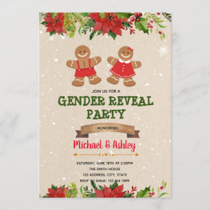 Invitación Navidades jengibre galletas género revelar invitac