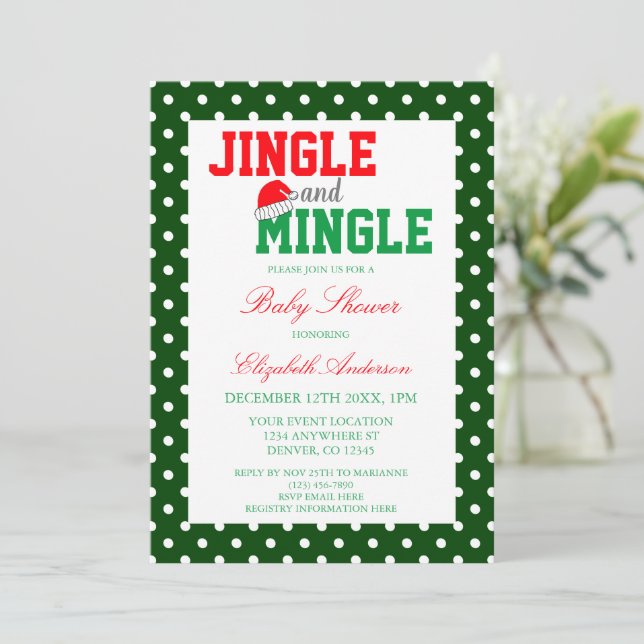 Invitación Navidades Jingle y Mingle Baby Shower (Anverso de pie)