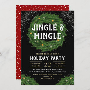 Invitación Navidades jingle y mingle con fiesta navideña