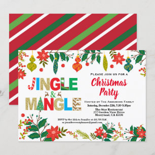 Invitación Navidades Jingle y Mingle Fiesta blanco y oro
