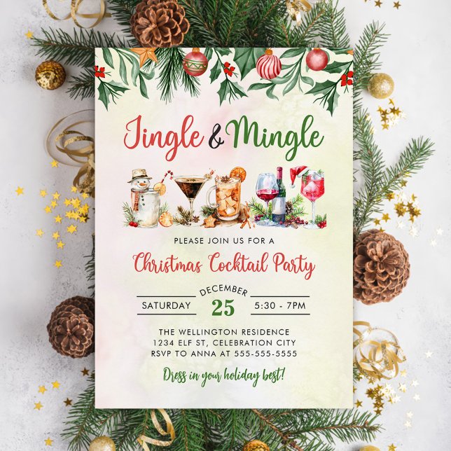 Invitación Navidades Jingle Y Mingle Fiesta De Cócteles (Subido por el creador)