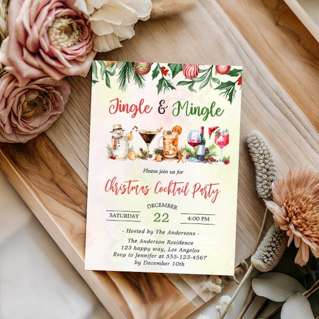 Invitación Navidades Jingle y Mingle Fiesta de cócteles (Subido por el creador)