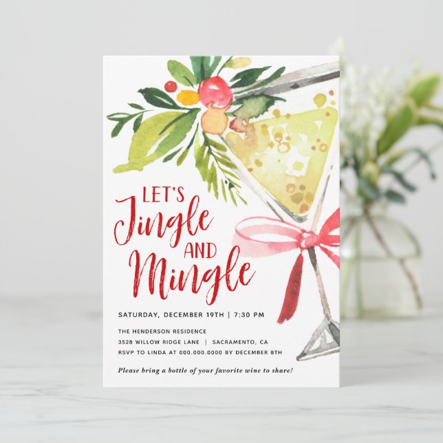 Invitación Navidades Jingle y Mingle Fiesta de cócteles de va (Anverso de pie)