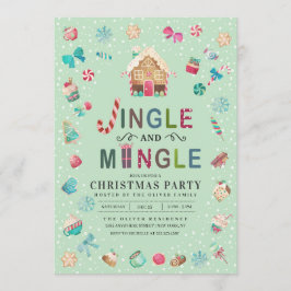Invitación Navidades Jingle y Mingle Fiesta Gingerbread