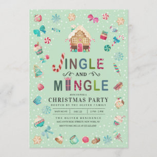 Invitación Navidades Jingle y Mingle Fiesta Gingerbread