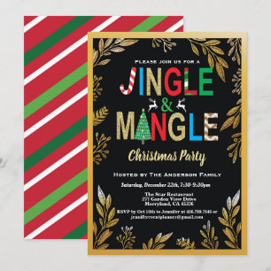 Invitación Navidades Jingle y Mingle Fiesta negro y oro