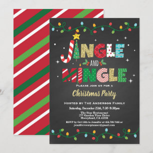 Invitación Navidades Jingle y Mingle Fiesta negro y oro