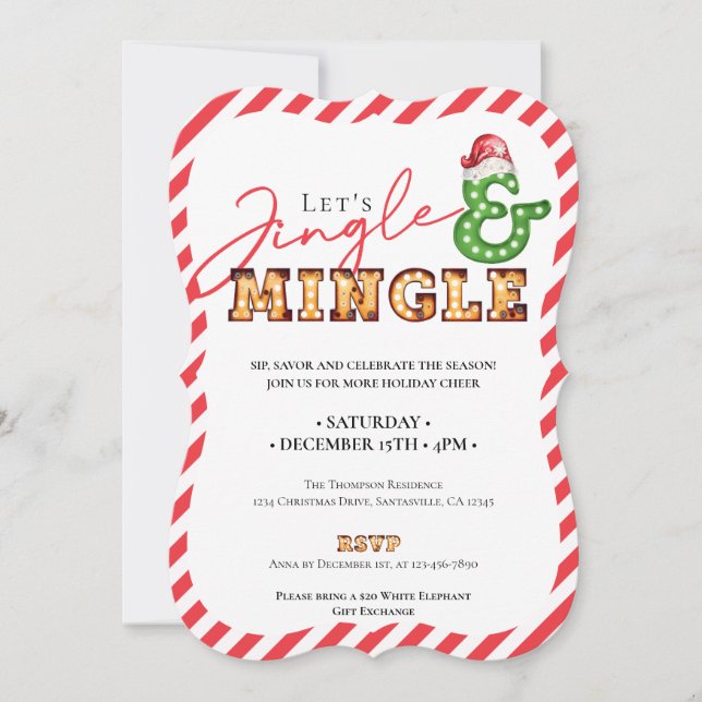 Invitación Navidades Jingle y Mingle Temporada de feriado (Anverso)