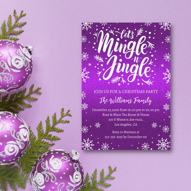 Invitación navidades jingle y mixgle fiesta violeta nevado (Subido por el creador)