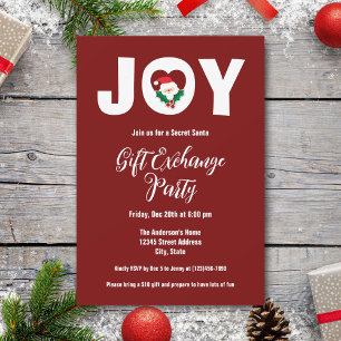 Invitación Navidades Joy Secret Santa Gift Fiesta de intercam