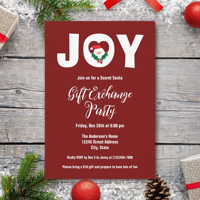 Invitación Navidades Joy Secret Santa Gift Fiesta de intercam (Subido por el creador)