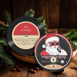 Invitación Navidades Karaoke Guay Santa Vintage Vinyl Record