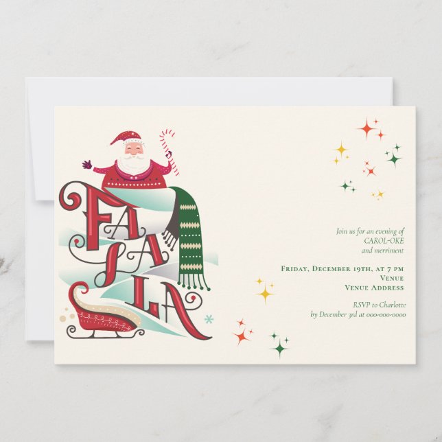 Invitación Navidades Karaoke Santa Kids Church Carols Service (Anverso)