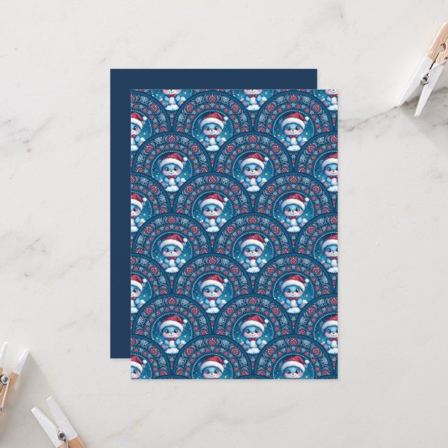 Invitación Navidades Kawaii Imprimibles con una escala de Man (Anverso/Reverso In Situ)