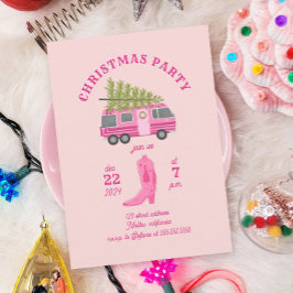 Invitación Navidades lecheras costeras Fiesta RV Camper Rosa