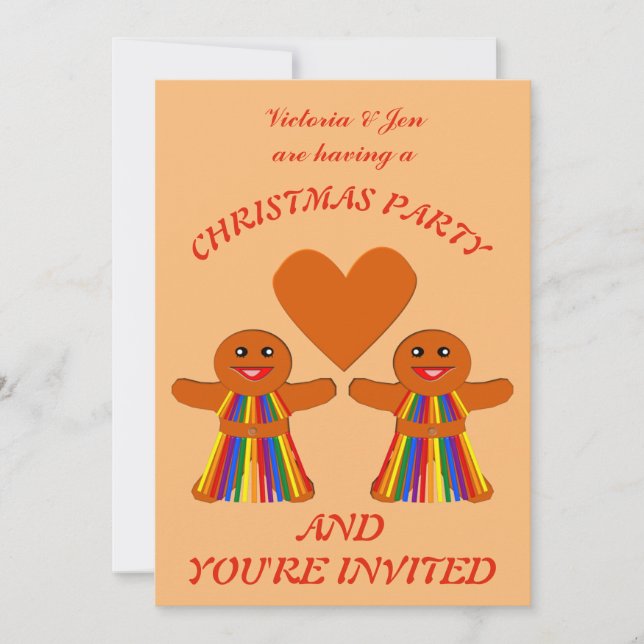 Invitación Navidades lesbianas Gingerbread Damas Personalizad (Anverso)