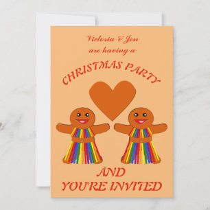Invitación Navidades lesbianas Gingerbread Damas Personalizad