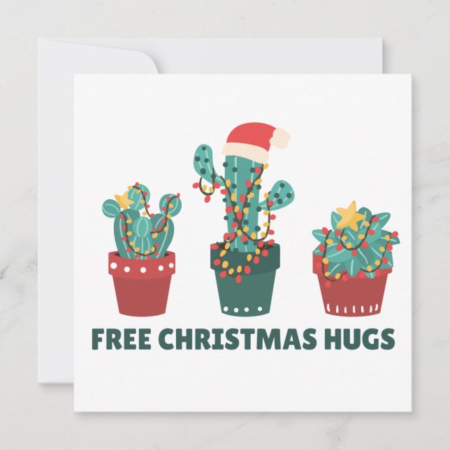 Invitación Navidades libres abrazan divertidas plantas de cac (Anverso)