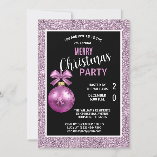Invitación Navidades Lilac decorativos (Anverso)