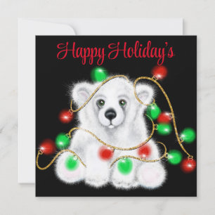 Invitación Navidades lindo oso polar cachorro, cachorro de os