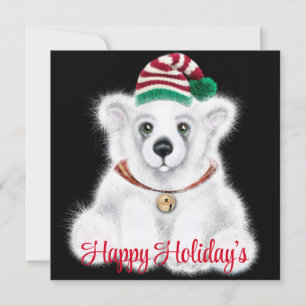 Invitación Navidades lindo oso polar cachorro, cachorro de os