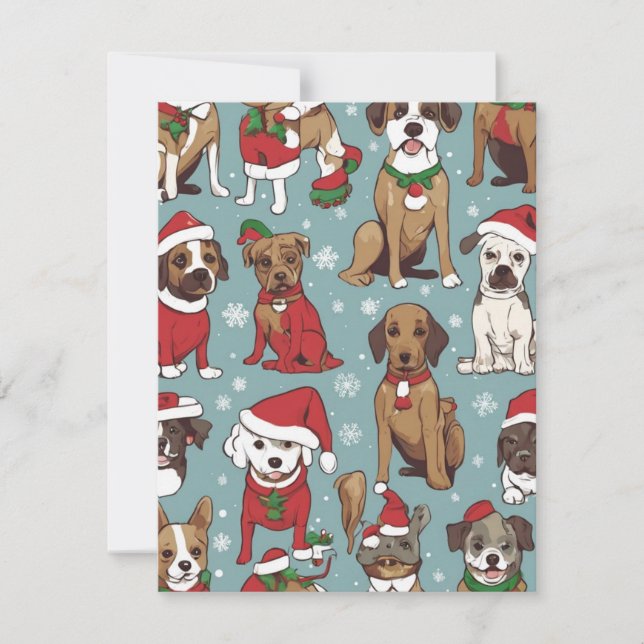 Invitación Navidades lindo patrón de perro (Anverso)