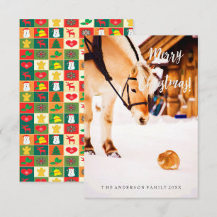 Invitación Navidades lindos animales granja de caballos de ni