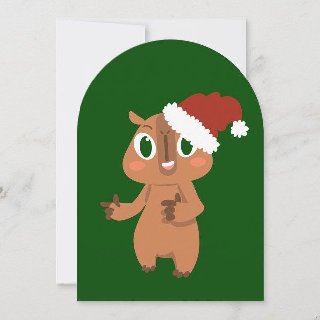 Invitación navidades lindos capybara santa claus (Anverso)