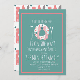 Invitación Navidades llaman a Baby Shower Wreath Joy Bundle