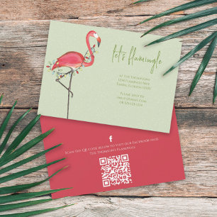 Invitación Navidades Luces de vacaciones Código QR Flamingo r