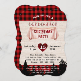 Invitación Navidades Lumberjack Fiesta Red Buffalo Wood