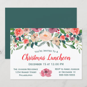 Invitación Navidades Luncheon Event Winter Florals