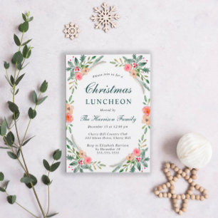 Invitación Navidades Luncheon Winter Florals Greeneration