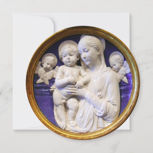 Invitación Navidades MADONNA, CHILD Y ANGELS Blue Sapphire (Anverso)