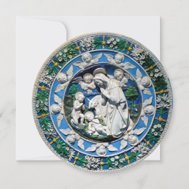 Invitación Navidades MADONNA, CHILD Y ANGELS Blue Sapphire (Anverso)