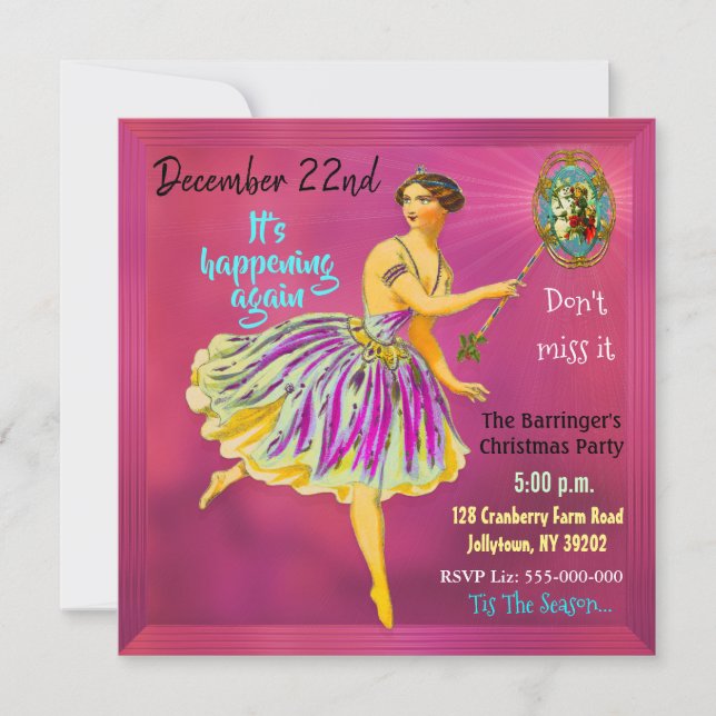 Invitación Navidades mágicos saludan a un hato divertido (Anverso)