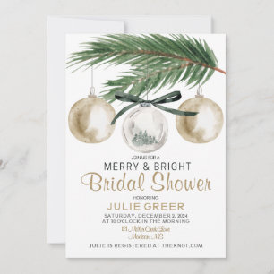 Invitación Navidades merry y brillantes duchas de novias