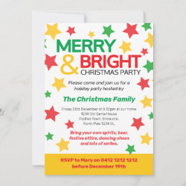 Invitación Navidades merry y brillantes estrella del fiesta a