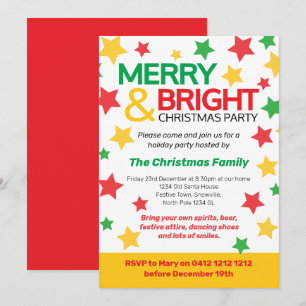 Invitación Navidades merry y brillantes estrella del fiesta a