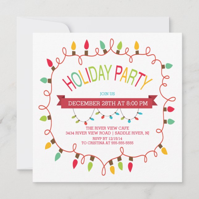 Invitación Navidades merry y brillantes iluminan la invitació (Anverso)
