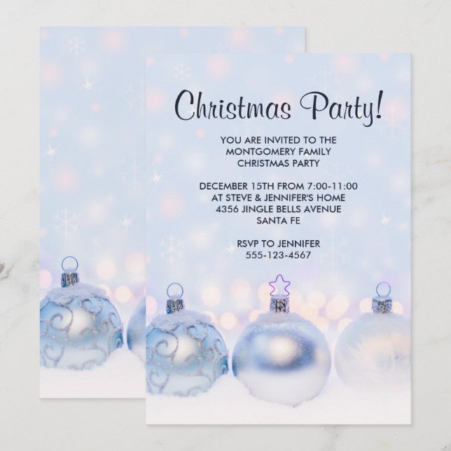Invitación Navidades metálicos decorativos mágicos Fiesta de  (Anverso / Reverso)