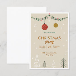 Invitación Navidades Minimalistas beige y verde