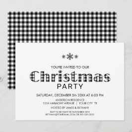 Invitación Navidades minimalistas de búfalo blanco negro