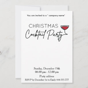 Invitación Navidades minimalistas fiesta de cócteles