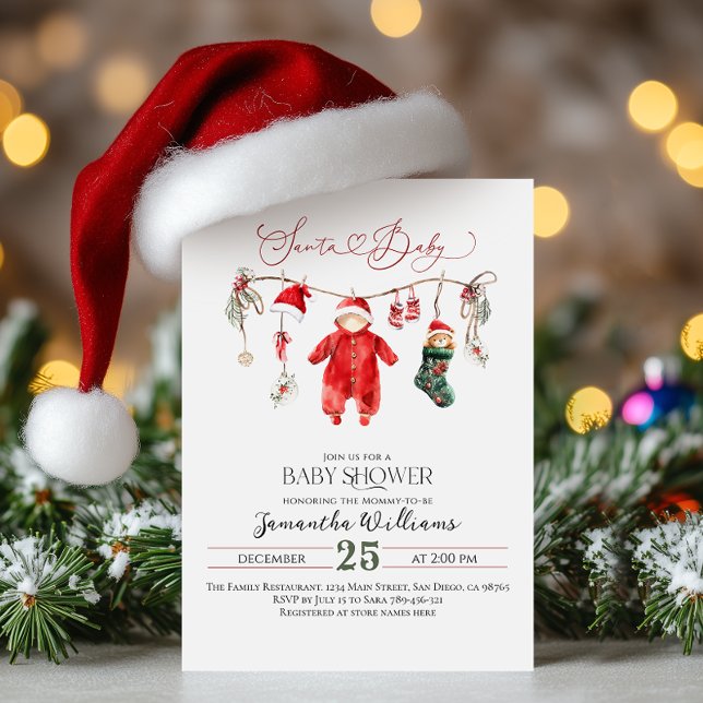 Invitación Navidades mínimos de Santa Bebé Baby Shower (Subido por el creador)