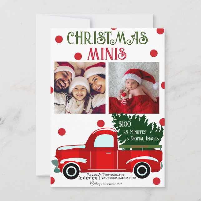 Invitación Navidades Minis Red Truck Photography Flyer (Anverso)