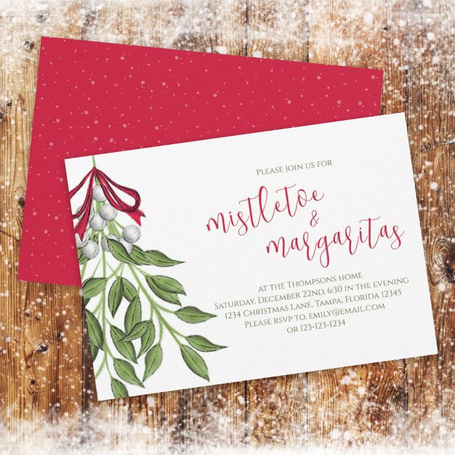 Invitación Navidades Mistletoe Greenery Foliage Fiesta (Subido por el creador)