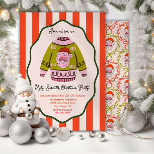 Invitación Navidades Mod Ugly Sweater dibujados a mano por el